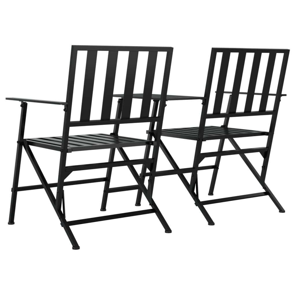 vidaXL 2-Sitzer-Gartenbank Klappbar 137 cm Schwarz Stahl