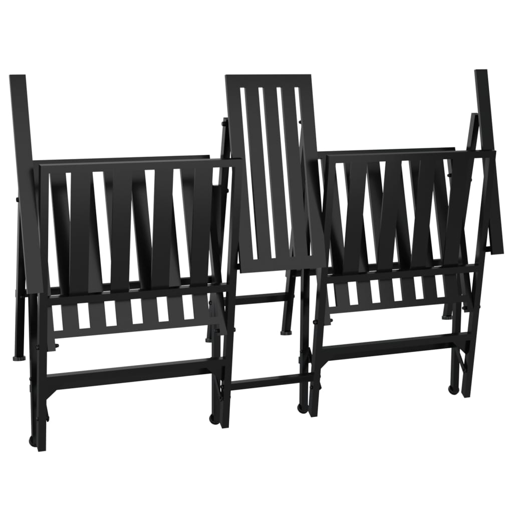 vidaXL 2-Sitzer-Gartenbank Klappbar 137 cm Schwarz Stahl