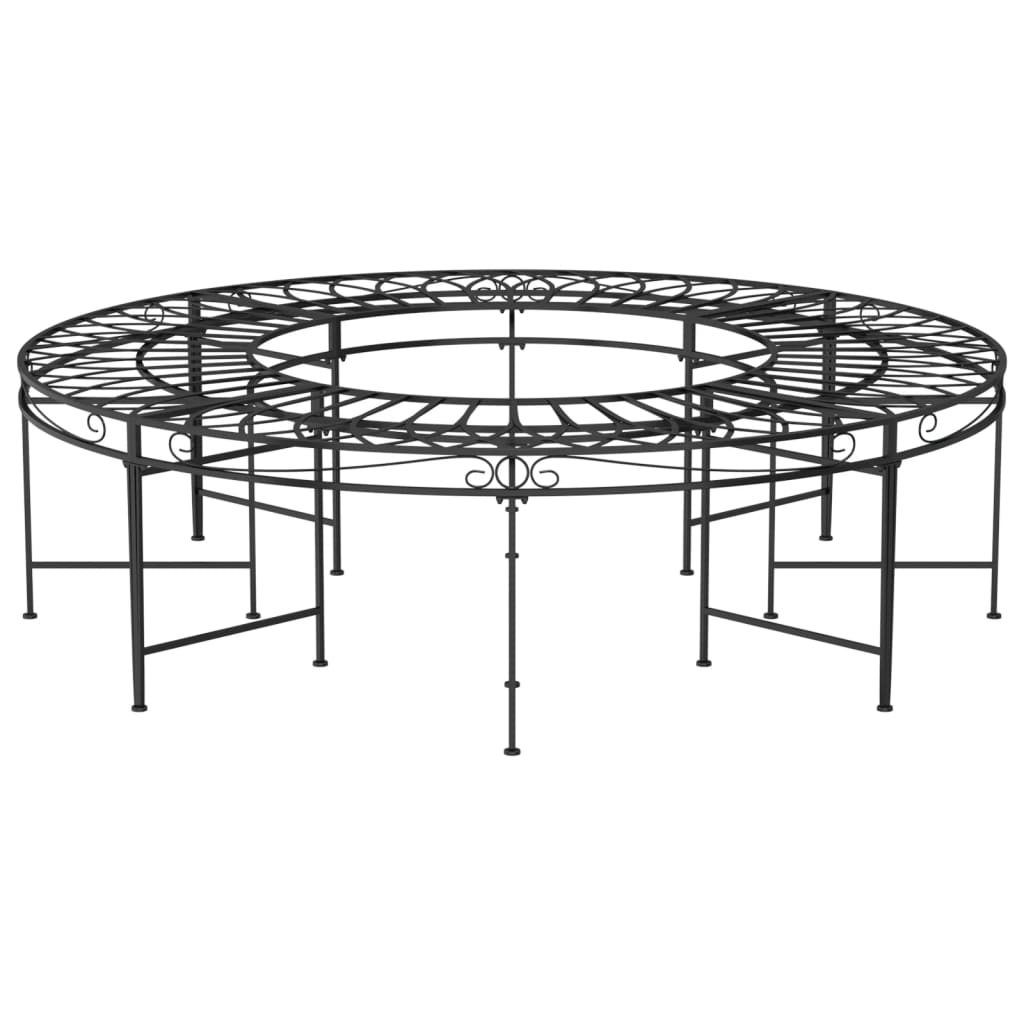 vidaXL Baumbank Rund Ø160 cm Schwarz Stahl
