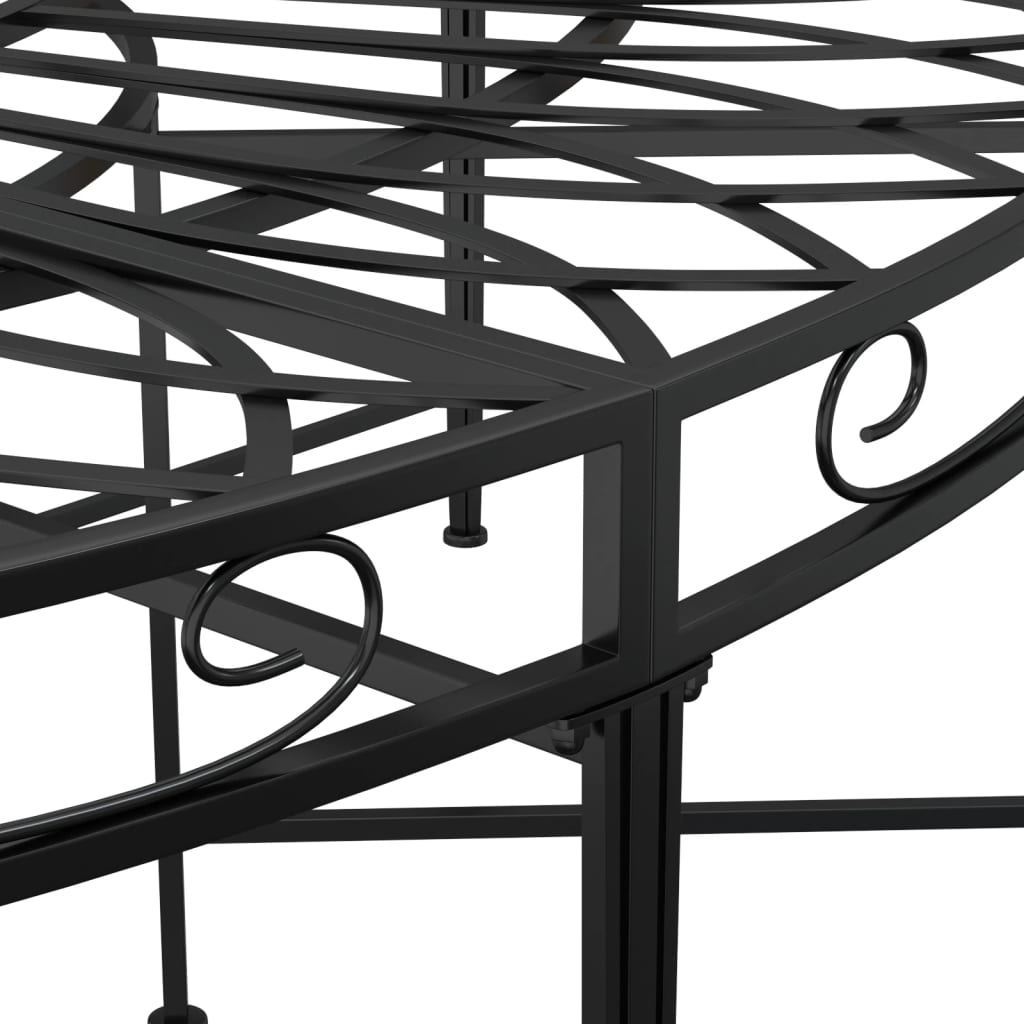 vidaXL Baumbank Rund Ø160 cm Schwarz Stahl