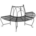 vidaXL Baumbank Halbrund Ø159 cm Schwarz Stahl