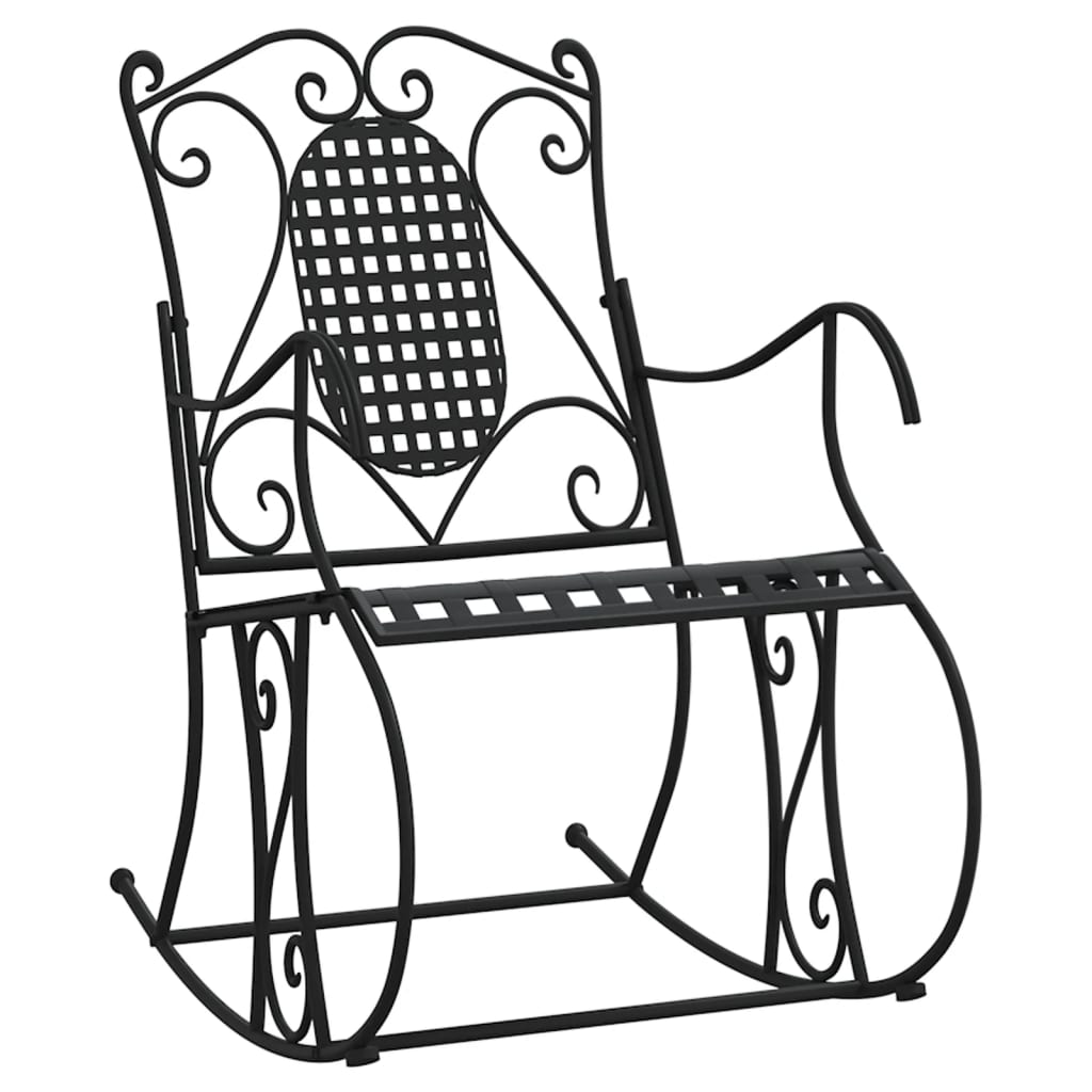 vidaXL Schaukelstuhl 84 cm Schwarz Stahl