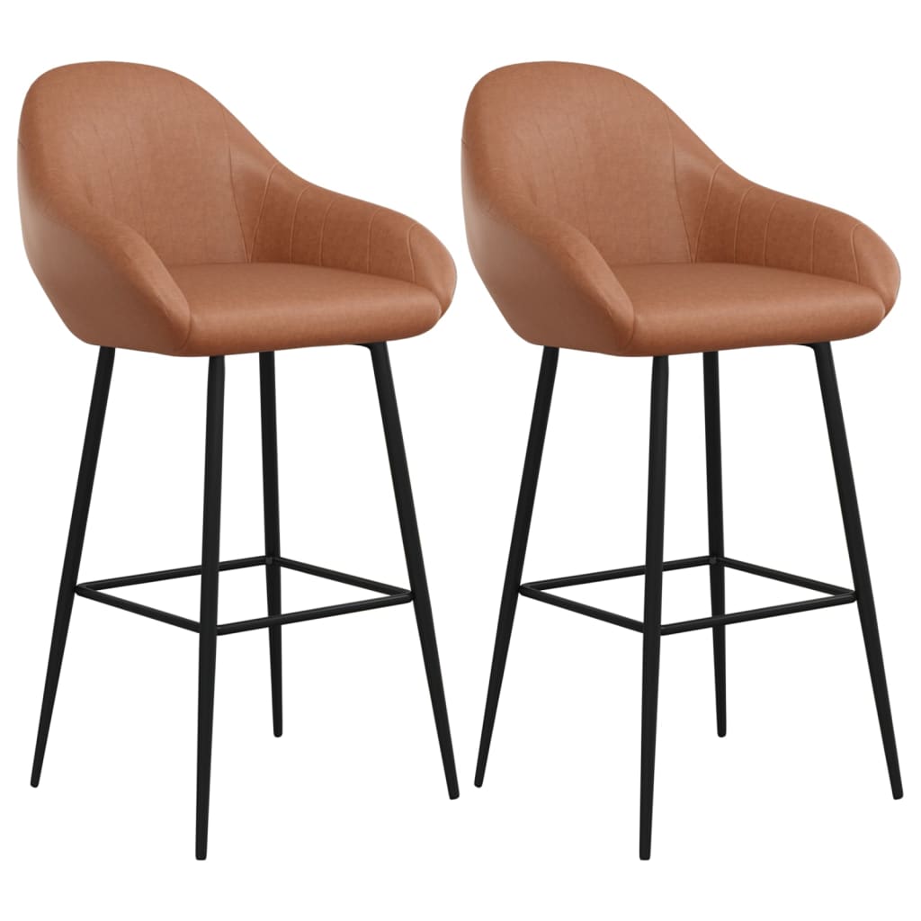 vidaXL Barhocker 2 Stk. Hellbraun Kunstleder
