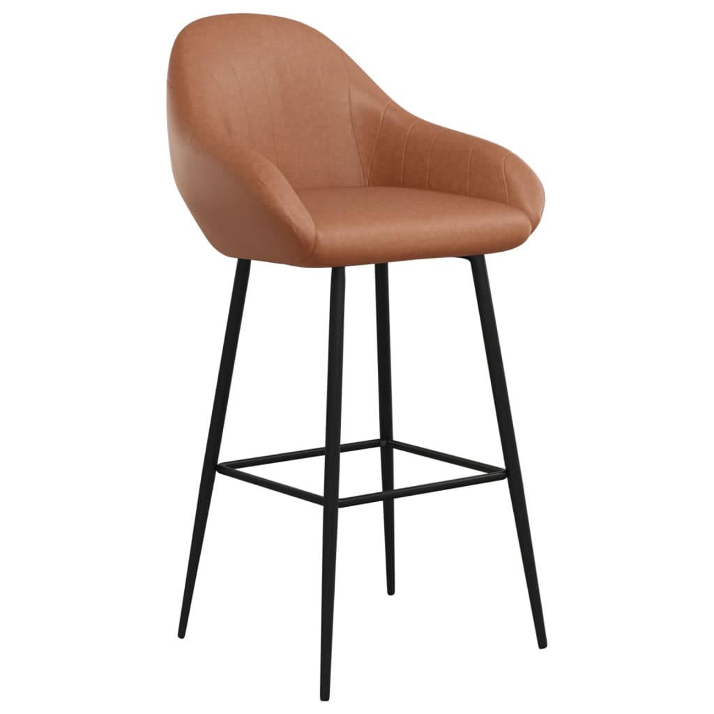 vidaXL Barhocker 2 Stk. Hellbraun Kunstleder