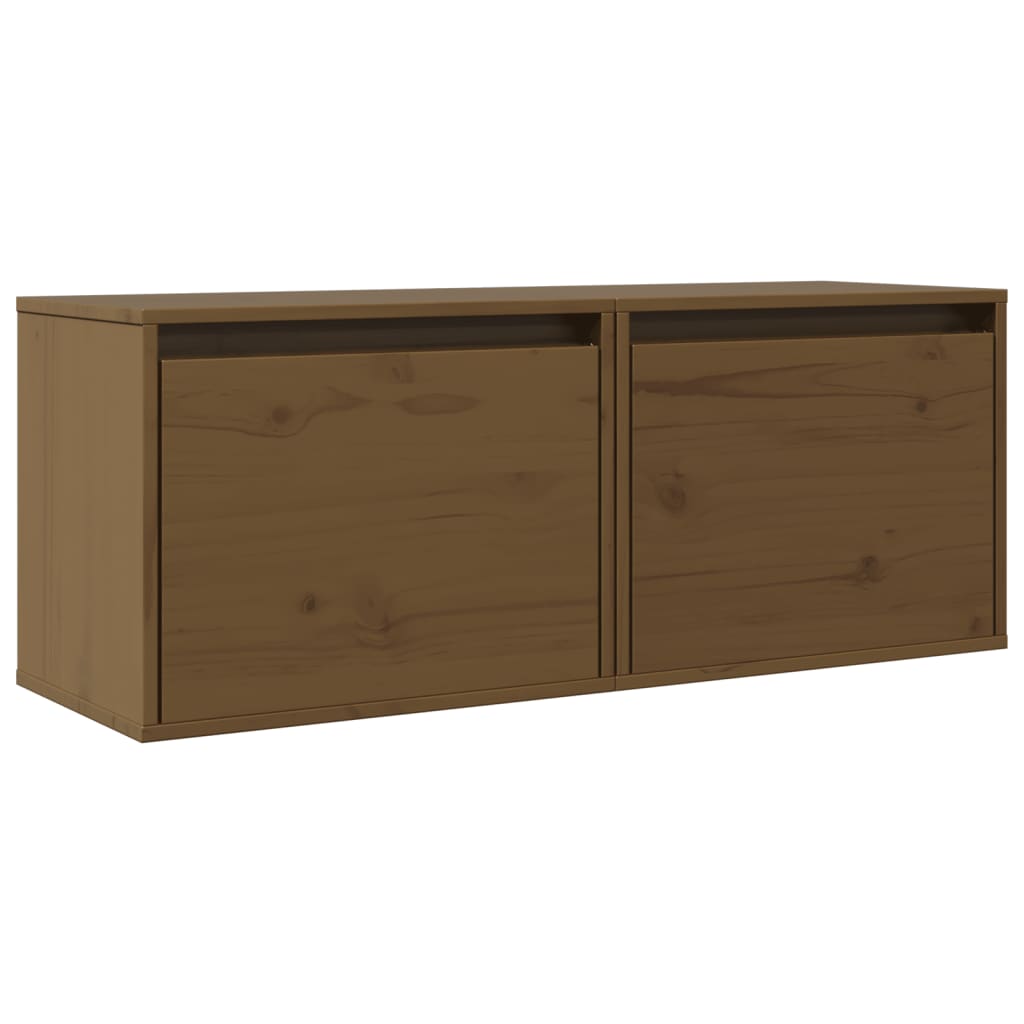 vidaXL Wandschränke 2 Stk. Honigbraun 45x30x35 cm Massivholz Kiefer