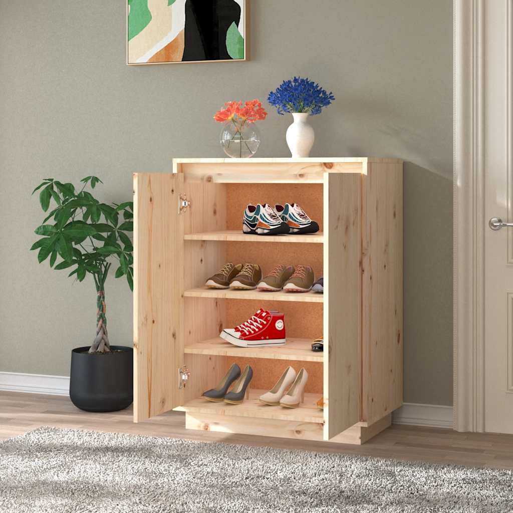 vidaXL Schuhschrank 60x35x80 cm Massivholz Kiefer