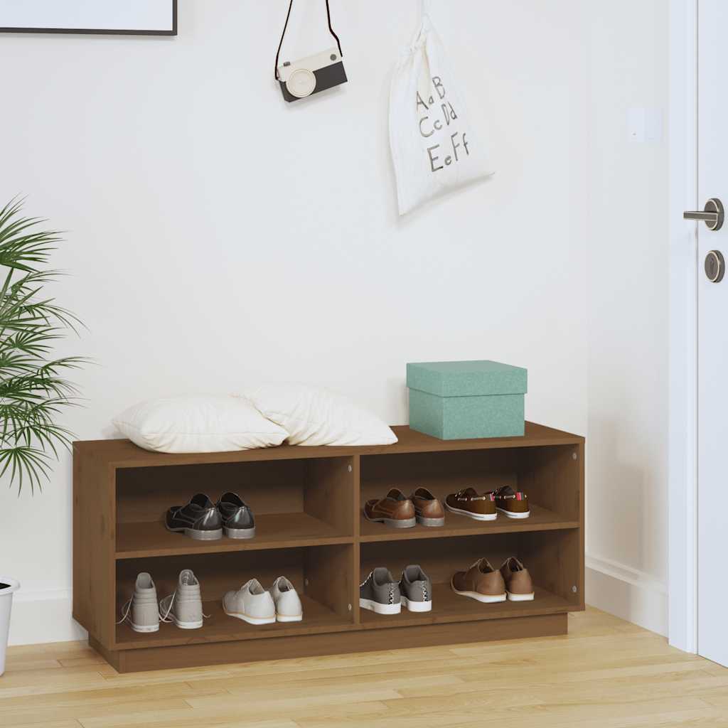vidaXL Schuhregal Honigbraun 110x34x45 cm Massivholz Kiefer