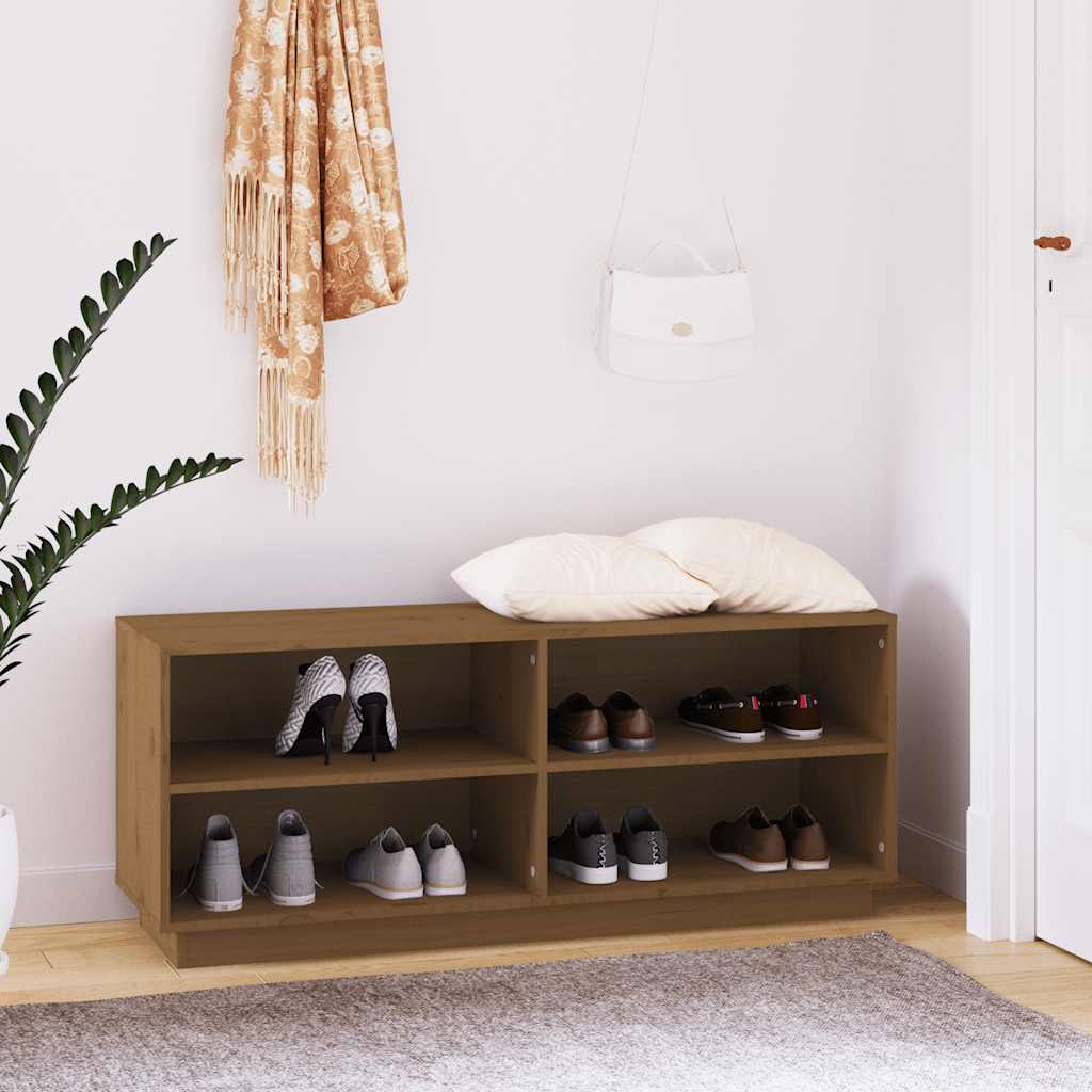 vidaXL Schuhregal Honigbraun 110x34x45 cm Massivholz Kiefer