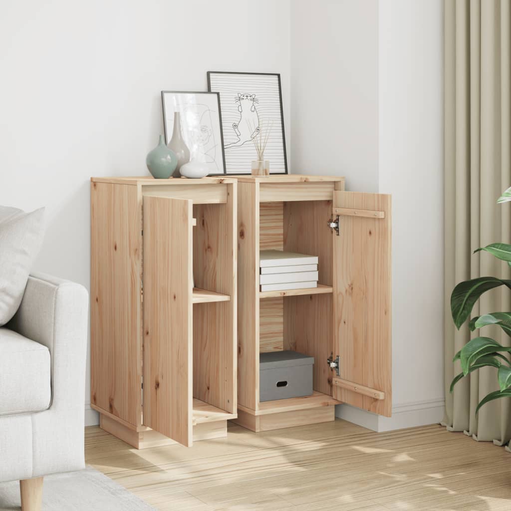 vidaXL Sideboards 2 Stk. 31,5x34x75 cm Massivholz Kiefer