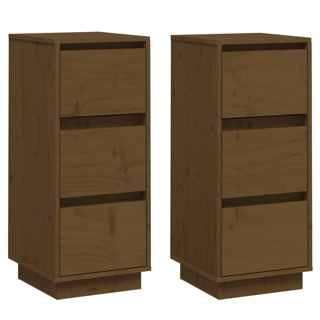 vidaXL Sideboards 2 Stk. Honigbraun 32x34x75 cm Massivholz Kiefer