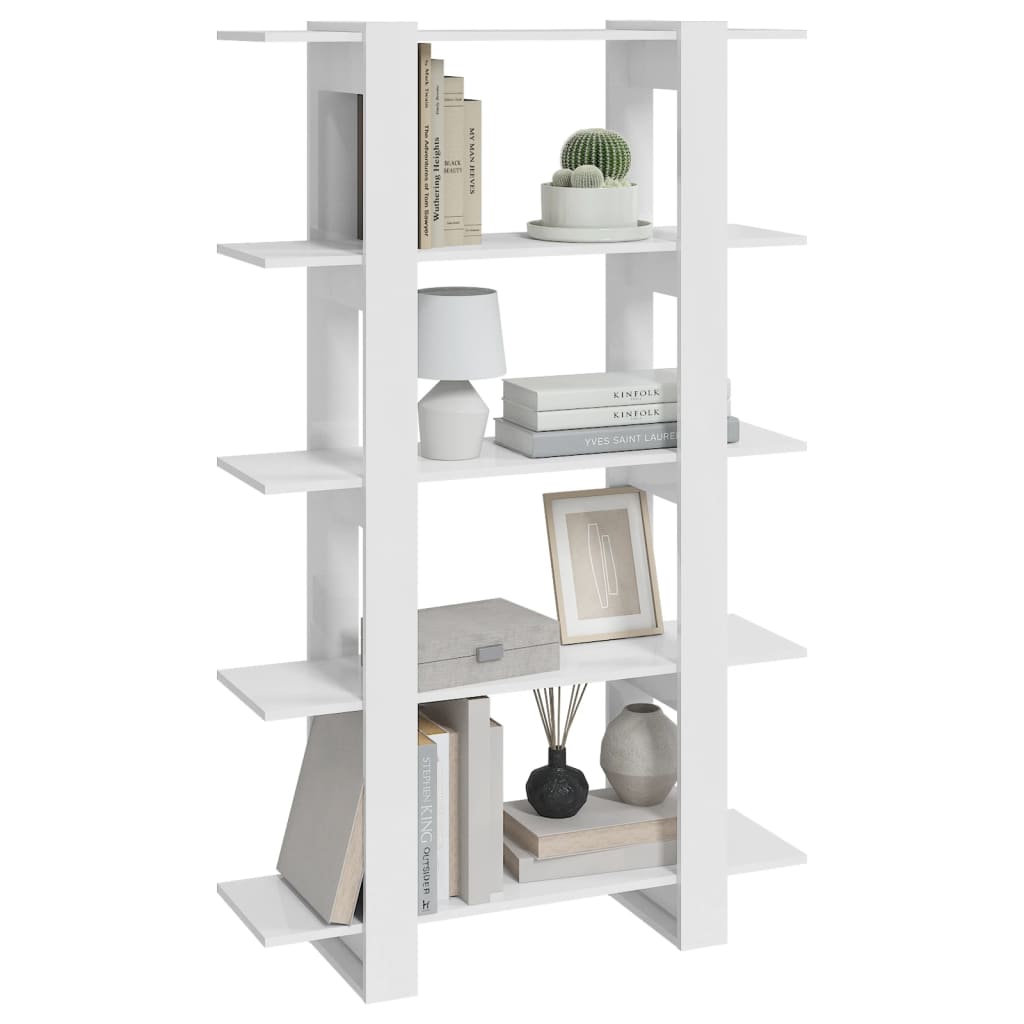 vidaXL Bücherregal/Raumteiler Hochglanz-Weiß 100x30x160 cm
