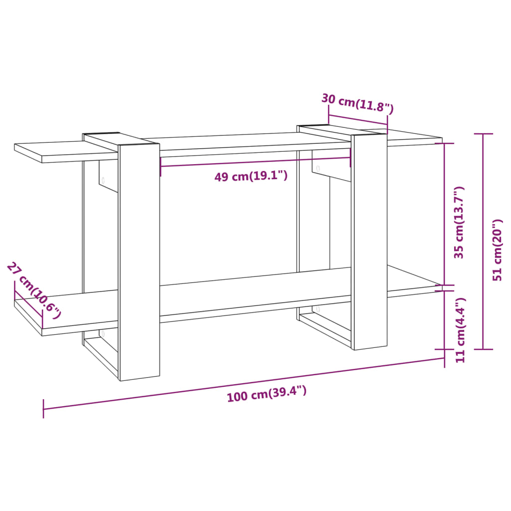 vidaXL Bücherregal Sonoma-Eiche 100x30x51 cm Holzwerkstoff