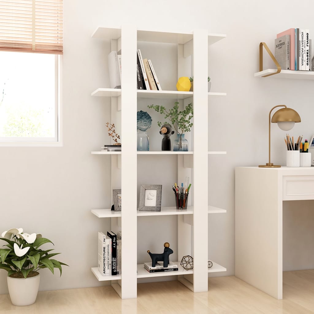 vidaXL Bücherregal/Raumteiler Weiß 80x30x160 cm Holzwerkstoff