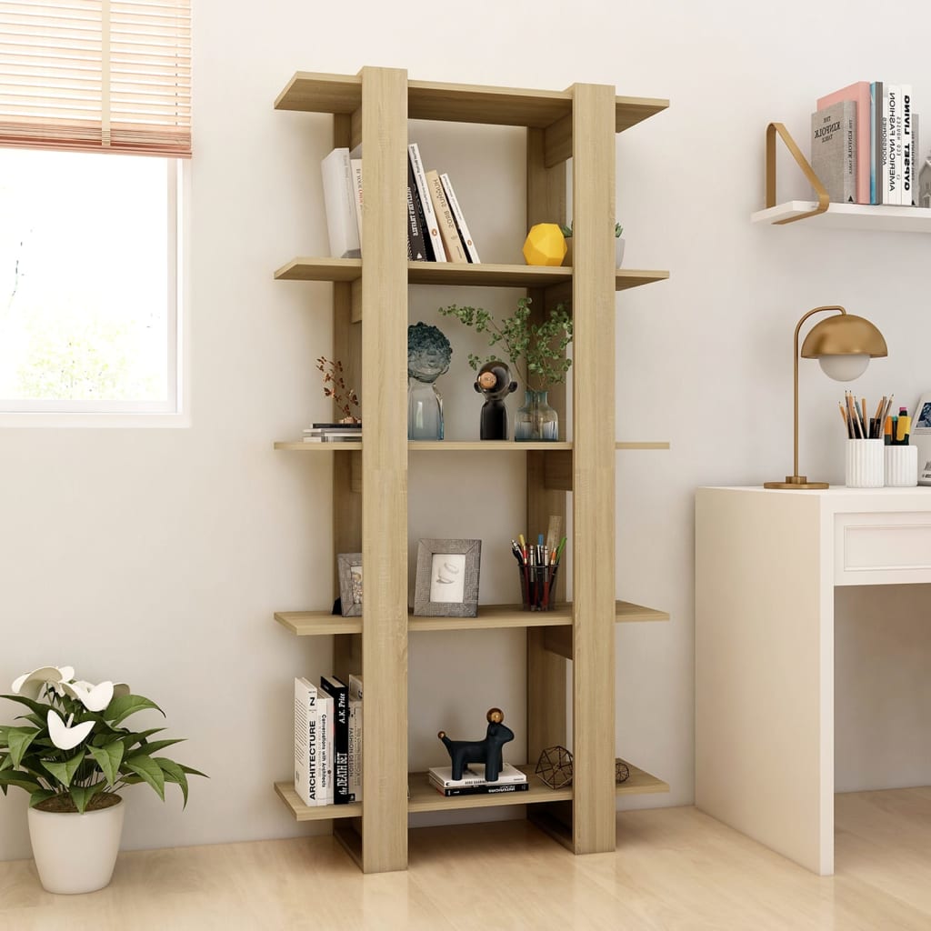 vidaXL Bücherregal/Raumteiler Sonoma-Eiche 80x30x160 cm Holzwerkstoff