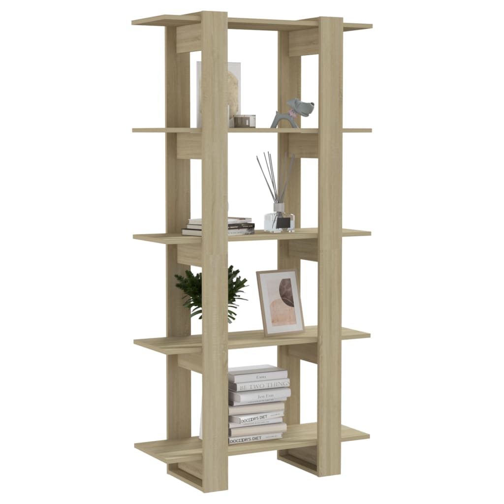 vidaXL Bücherregal/Raumteiler Sonoma-Eiche 80x30x160 cm Holzwerkstoff