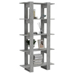 vidaXL Bücherregal/Raumteiler Betongrau 80x30x160 cm Holzwerkstoff