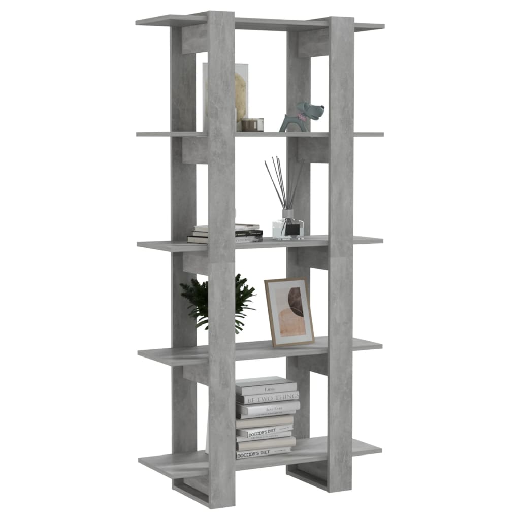 vidaXL Bücherregal/Raumteiler Betongrau 80x30x160 cm Holzwerkstoff