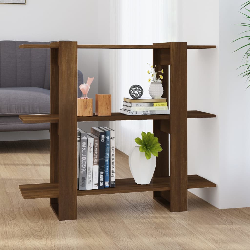 vidaXL Bücherregal/Raumteiler Braun Eichen-Optik 100x30x87 cm