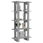 vidaXL Bücherregal/Raumteiler Grau Sonoma 80x30x160 cm Holzwerkstoff