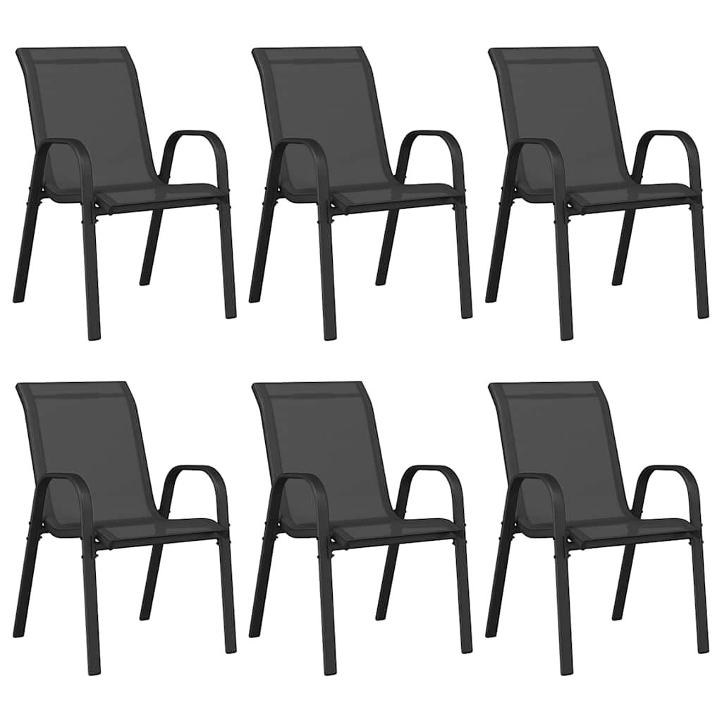 vidaXL Stapelbare Gartenstühle 6 Stk. Schwarz Textilene