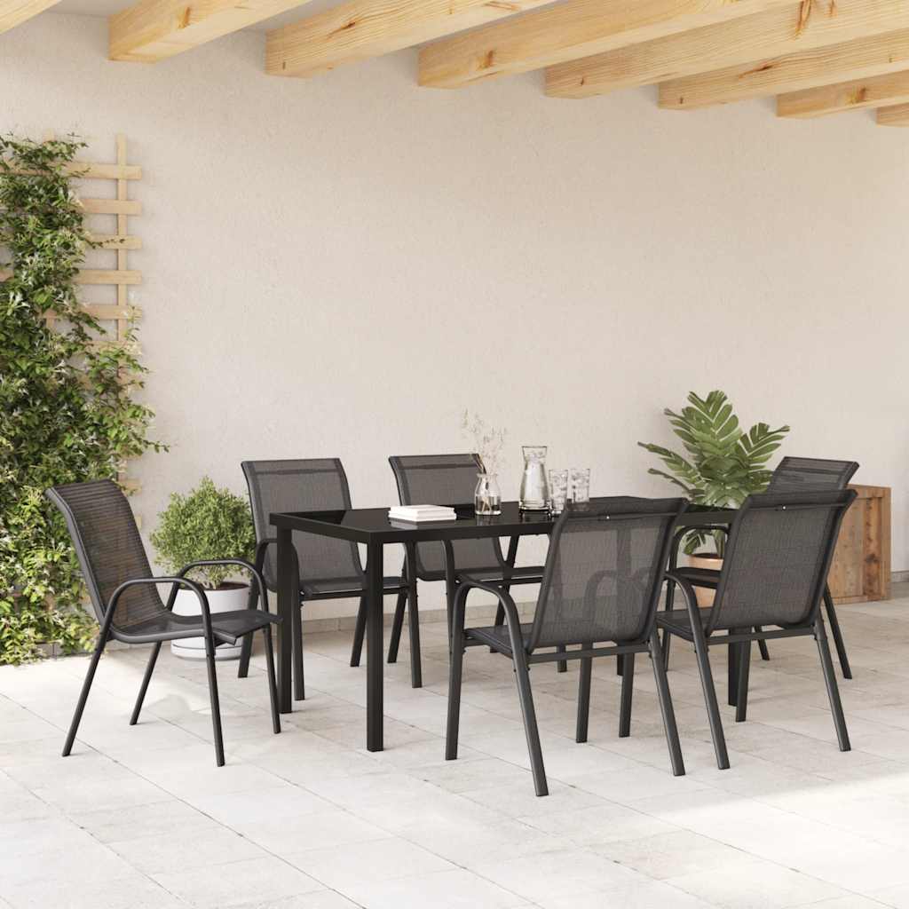 vidaXL Stapelbare Gartenstühle 6 Stk. Schwarz Textilene