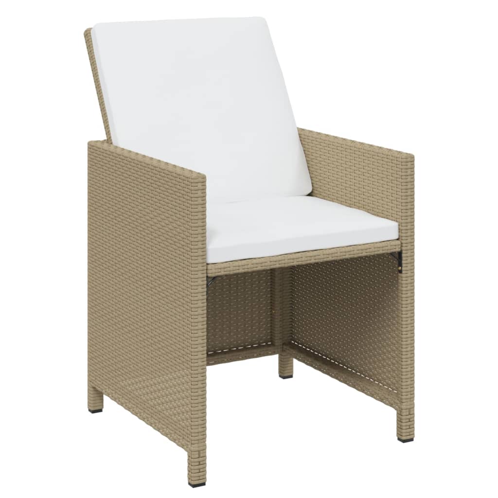 vidaXL 13-tlg. Garten-Essgruppe mit Kissen Poly Rattan Beige