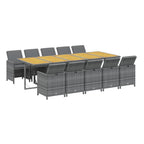 vidaXL 11-tlg. Garten-Essgruppe mit Auflagen Poly Rattan Grau