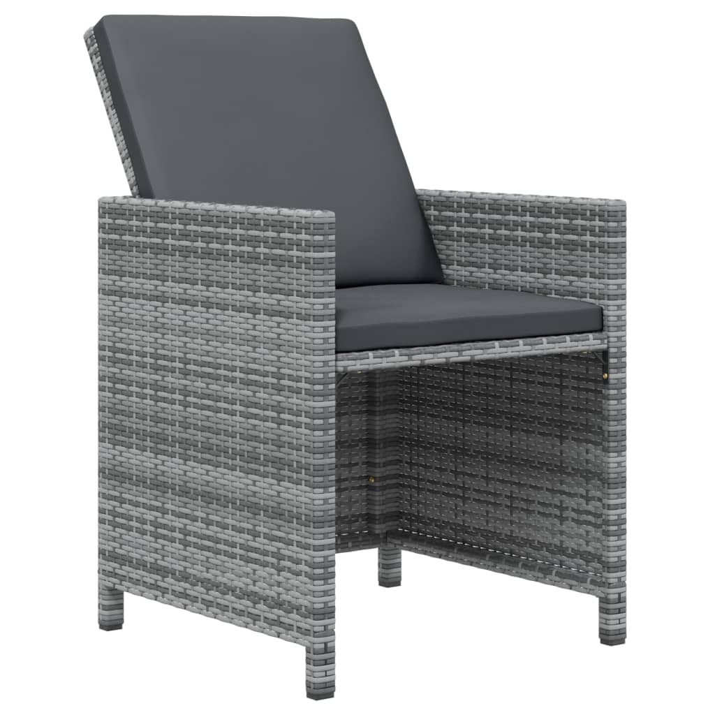 vidaXL 11-tlg. Garten-Essgruppe mit Auflagen Poly Rattan Grau