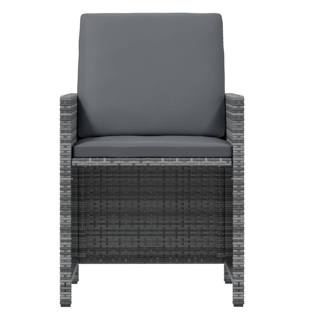 vidaXL 11-tlg. Garten-Essgruppe mit Auflagen Poly Rattan Grau