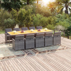 vidaXL 11-tlg. Garten-Essgruppe mit Auflagen Poly Rattan Grau