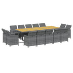 vidaXL 15-tlg. Garten-Essgruppe mit Auflagen Poly Rattan Grau