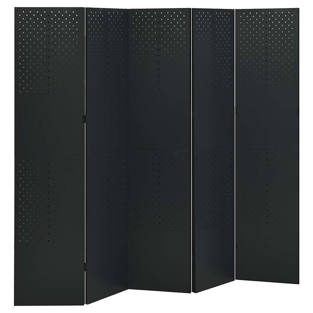 vidaXL 5-tlg. Raumteiler 2 Stk. Schwarz 200x180 cm Stahl