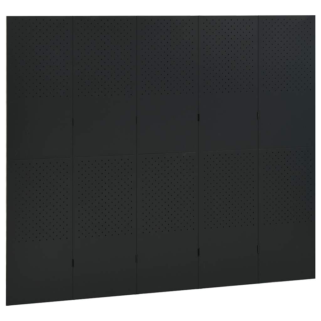 vidaXL 5-tlg. Raumteiler 2 Stk. Schwarz 200x180 cm Stahl