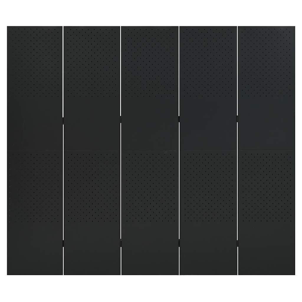 vidaXL 5-tlg. Raumteiler 2 Stk. Schwarz 200x180 cm Stahl
