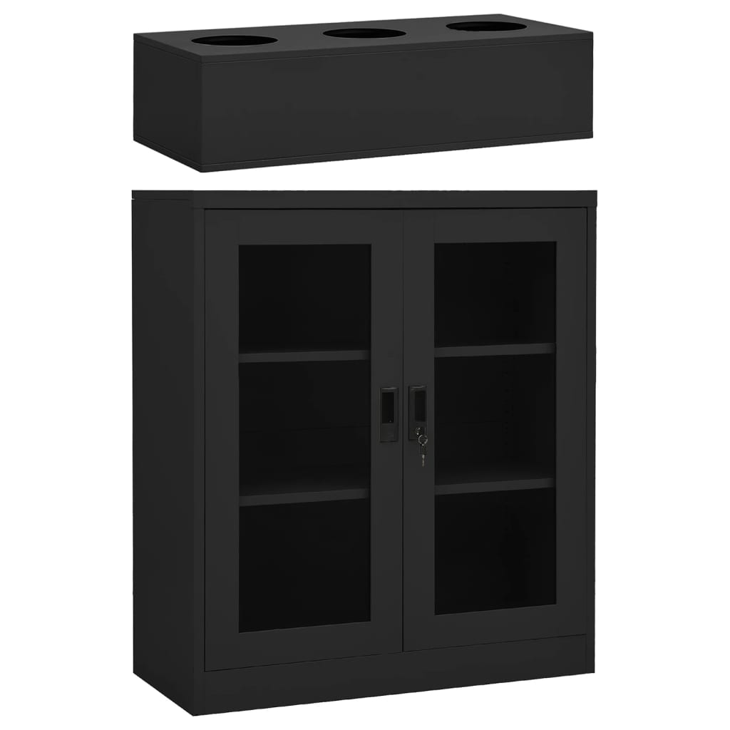 vidaXL Büroschrank mit Pflanzkasten Hellgrau 90x40x128 cm Stahl