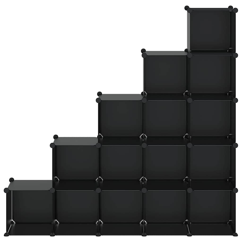 vidaXL Regalsystem mit 15 Würfeln Schwarz PP