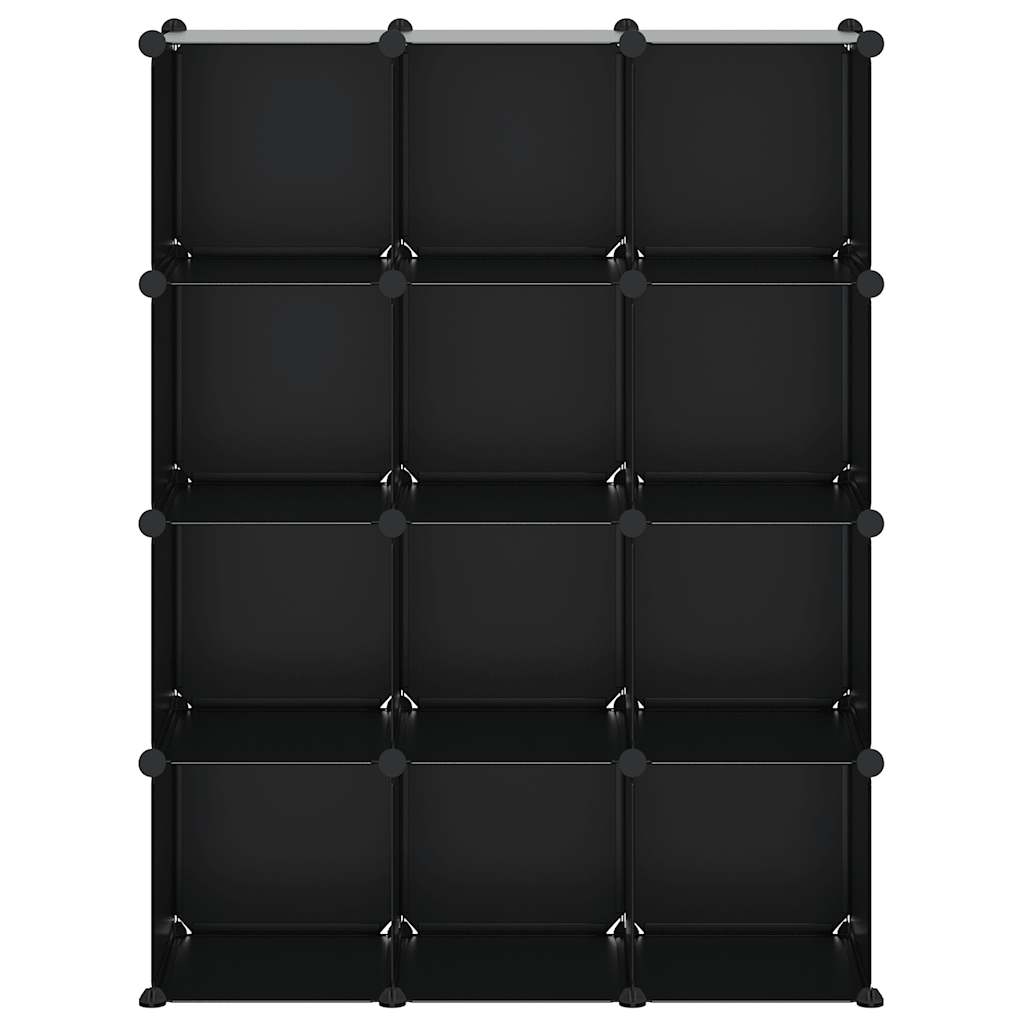 vidaXL Regalsystem mit 12 Würfeln Schwarz PP