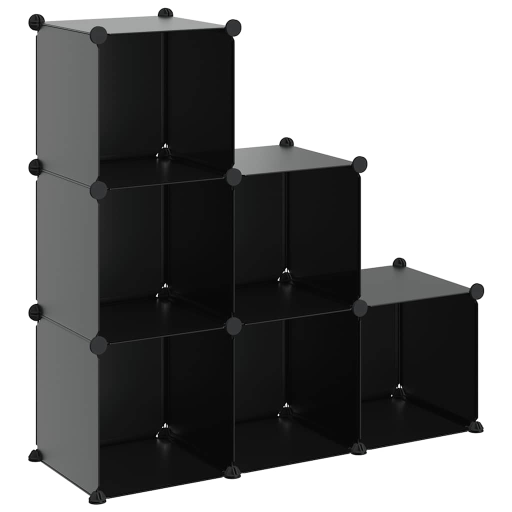 vidaXL Regalsystem mit 6 Würfeln Schwarz PP
