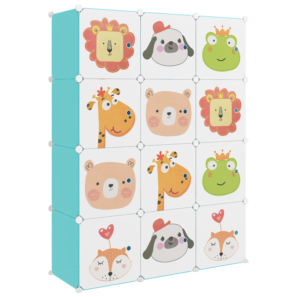 vidaXL Kinderschrank Modular mit 12 Würfeln Grün PP