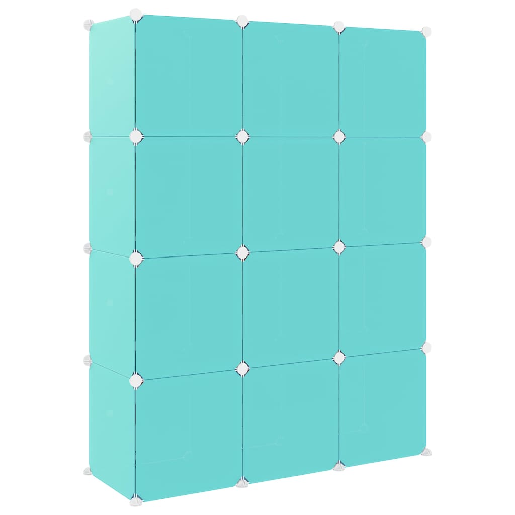 vidaXL Kinderschrank Modular mit 12 Würfeln Grün PP