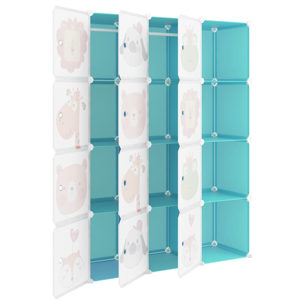 vidaXL Kinderschrank Modular mit 12 Würfeln Grün PP
