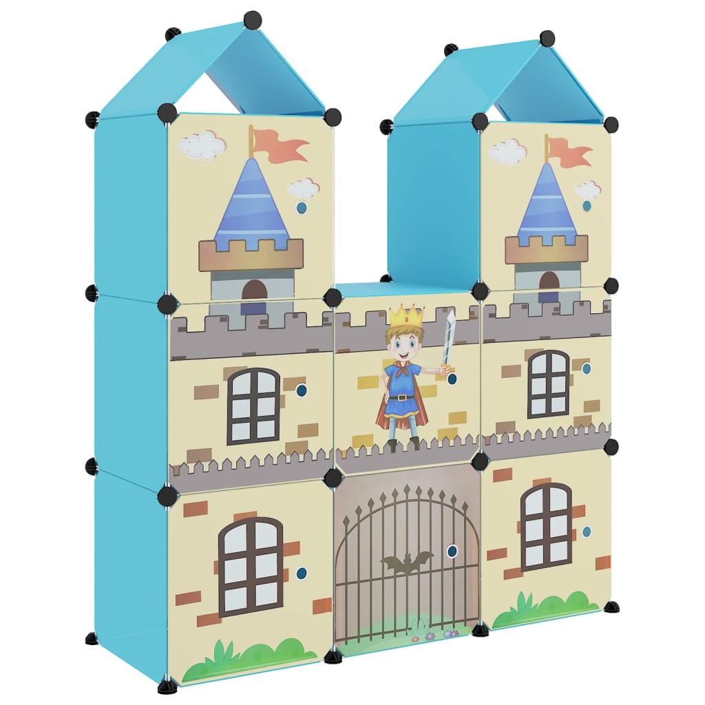 vidaXL Kinderschrank Modular mit 8 Würfeln Blau PP