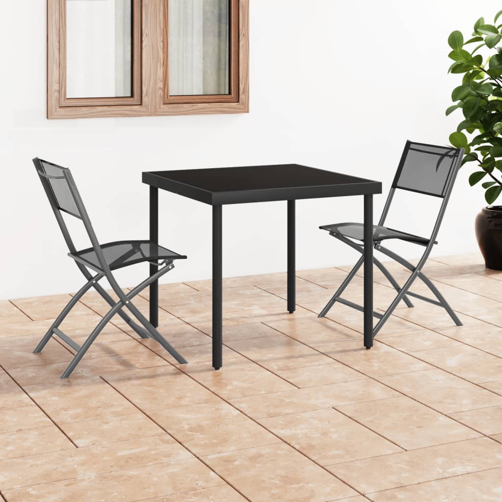 vidaXL Klappbare Gartenstühle 2 Stk. Schwarz Stahl und Textilene