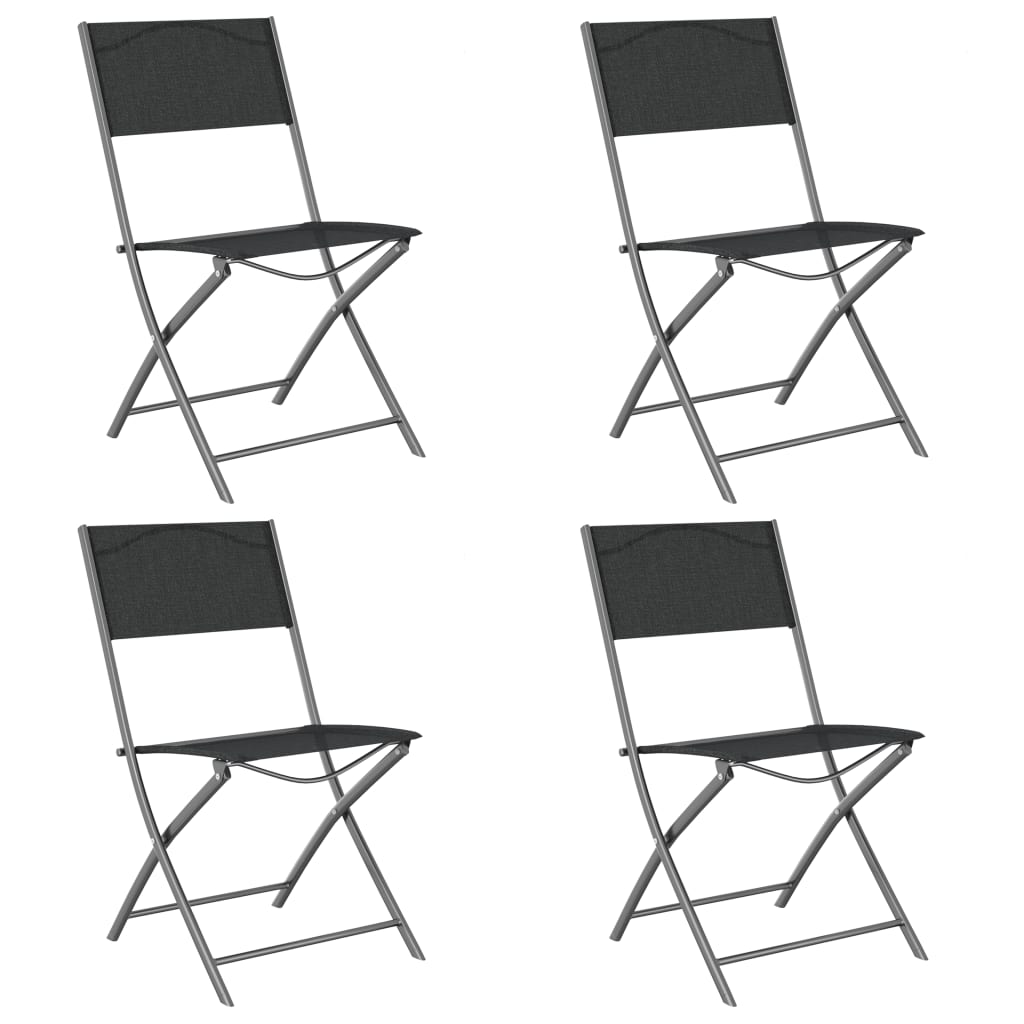 vidaXL Klappbare Gartenstühle 4 Stk. Schwarz Stahl und Textilene
