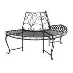 vidaXL Baumbänke Halbrund 2 Stk. Ø160 cm Schwarz Stahl