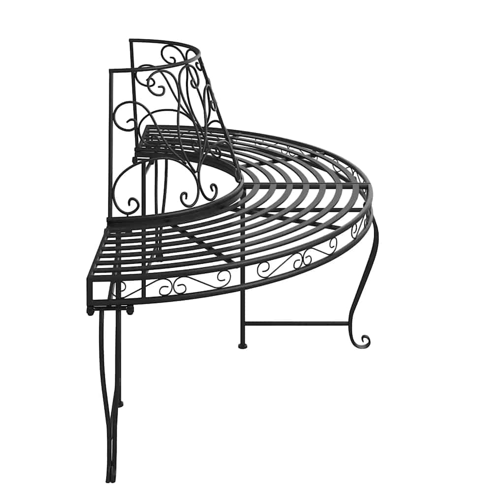 vidaXL Baumbänke Halbrund 2 Stk. Ø160 cm Schwarz Stahl