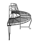 vidaXL Baumbänke Halbrund 2 Stk. Ø160 cm Schwarz Stahl