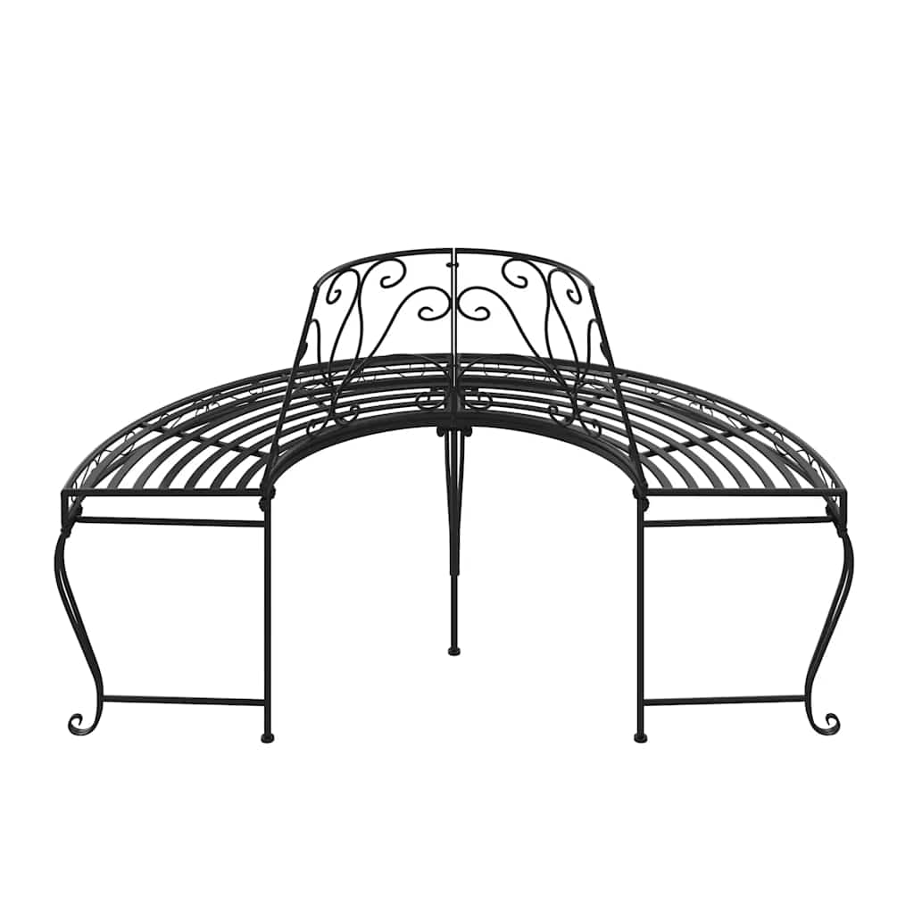 vidaXL Baumbänke Halbrund 2 Stk. Ø160 cm Schwarz Stahl