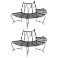 vidaXL Baumbänke Halbrund 2 Stk. Ø159 cm Schwarz Stahl