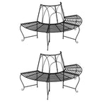 vidaXL Baumbänke Halbrund 2 Stk. Ø159 cm Schwarz Stahl